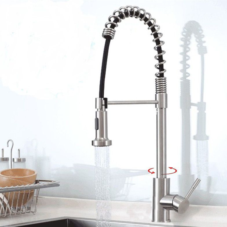 Modern Spring Spout Faucets 1-Handle 1-Hole with Water Dispenser Standard Kitchen Faucets Clearhalo 'Home Improvement' 'home_improvement' 'home_improvement_kitchen_faucets' 'Kitchen Faucets' 'Kitchen Remodel & Kitchen Fixtures' 'Kitchen Sinks & Faucet Components' 'kitchen_faucets' 1200x1200_01d5dcd5-21e8-4b97-a6b8-73930b624e2e