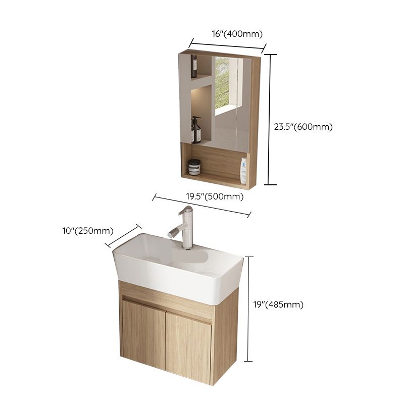 Basic Wooden Sink Vanity Wall-Mounted Vanity Cabinet with Mirror Cabinet Clearhalo 'Bathroom Remodel & Bathroom Fixtures' 'Bathroom Vanities' 'bathroom_vanities' 'Home Improvement' 'home_improvement' 'home_improvement_bathroom_vanities' 1200x1200_01d60daa-3dcc-4488-b8ee-e4f97fce0598