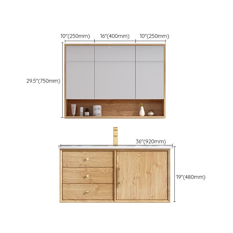 Wood Freestanding Vanity Set Drawers Rectangle Single Sink Bathroom Vanity with Mirror Clearhalo 'Bathroom Remodel & Bathroom Fixtures' 'Bathroom Vanities' 'bathroom_vanities' 'Home Improvement' 'home_improvement' 'home_improvement_bathroom_vanities' 1200x1200_01dc65a6-291c-4470-9244-bc9a71d11c29