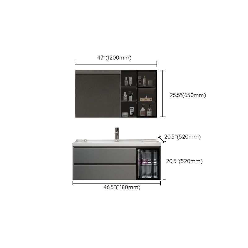 Modern Vanity Rectangular Dark Gray Single Ceramic Top Sink Vanity Clearhalo 'Bathroom Remodel & Bathroom Fixtures' 'Bathroom Vanities' 'bathroom_vanities' 'Home Improvement' 'home_improvement' 'home_improvement_bathroom_vanities' 1200x1200_01e42c00-9951-4152-8393-6f159ee4bf66