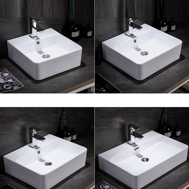 Contemporary Vessel Bathroom Sink Rectangular White Ceramic Overflow Drain Assembly Sink Clearhalo 'Bathroom Remodel & Bathroom Fixtures' 'Bathroom Sinks & Faucet Components' 'Bathroom Sinks' 'bathroom_sink' 'Home Improvement' 'home_improvement' 'home_improvement_bathroom_sink' 1200x1200_01e67868-38d1-4edf-8902-99f9448e3259