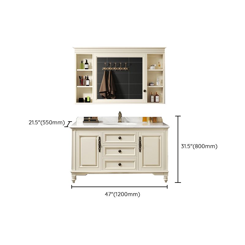 Wood Bathroom Vanity Drawers Mirror Single Sink Freestanding Bath Vanity with 2 Doors Clearhalo 'Bathroom Remodel & Bathroom Fixtures' 'Bathroom Vanities' 'bathroom_vanities' 'Home Improvement' 'home_improvement' 'home_improvement_bathroom_vanities' 1200x1200_021514ca-fe3e-4ee7-a57a-9c8585c00796