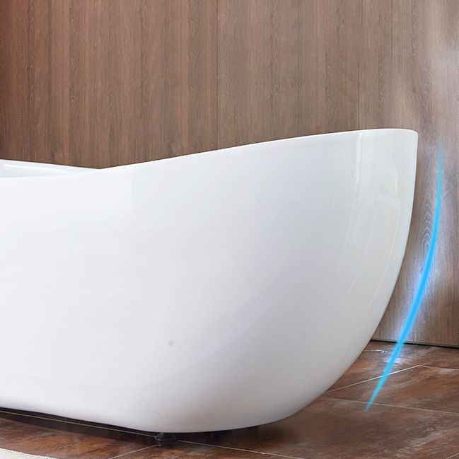 Modern Stand Alone Bathtub White Oval Acrylic Soaking Back to Wall Bath Clearhalo 'Bathroom Remodel & Bathroom Fixtures' 'Bathtubs' 'Home Improvement' 'home_improvement' 'home_improvement_bathtubs' 'Showers & Bathtubs' 1200x1200_021c85fe-55a7-401f-9edd-4739b41e36b4