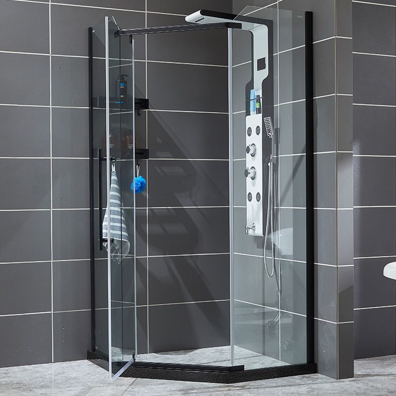 Neo-Angle Shower Kit Pivot Tempered Glass Corner Shower Kit with Fixed Panel Clearhalo 'Bathroom Remodel & Bathroom Fixtures' 'Home Improvement' 'home_improvement' 'home_improvement_shower_stalls_enclosures' 'Shower Stalls & Enclosures' 'shower_stalls_enclosures' 'Showers & Bathtubs' 1200x1200_02246f32-7d1a-4c73-8d55-fc14620e5a2c
