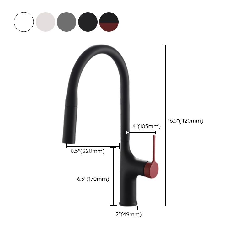 Contemporary Pull Down Single Handle Kitchen Faucet High Arch Water Filler Clearhalo 'Home Improvement' 'home_improvement' 'home_improvement_kitchen_faucets' 'Kitchen Faucets' 'Kitchen Remodel & Kitchen Fixtures' 'Kitchen Sinks & Faucet Components' 'kitchen_faucets' 1200x1200_0227b679-8655-43c5-9120-797aaa48d8b8