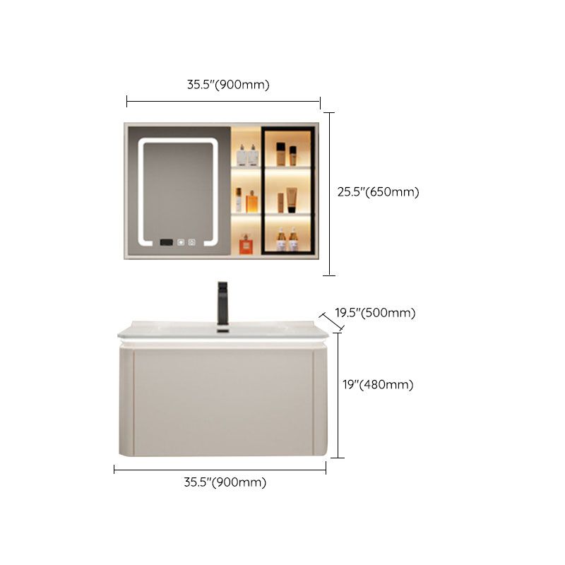 Wall Mount Modern Bathroom Sink Vanity with Mirror Faucet Sink Clearhalo 'Bathroom Remodel & Bathroom Fixtures' 'Bathroom Vanities' 'bathroom_vanities' 'Home Improvement' 'home_improvement' 'home_improvement_bathroom_vanities' 1200x1200_02332638-94f7-4cec-85eb-7b528424bbde