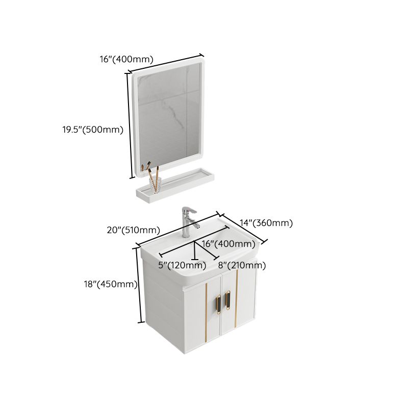 Modern Wall-mounted White Sink Ceramic Faucet Drawers Vanity Set with Mirror Clearhalo 'Bathroom Remodel & Bathroom Fixtures' 'Bathroom Vanities' 'bathroom_vanities' 'Home Improvement' 'home_improvement' 'home_improvement_bathroom_vanities' 1200x1200_023db06d-5dc7-4dbb-9f13-5a7d430285cf