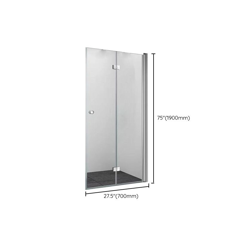 Frameless Folding Tempered Glass Shower Door with Thickened 304 Stainless Steel Fittings Clearhalo 'Bathroom Remodel & Bathroom Fixtures' 'Home Improvement' 'home_improvement' 'home_improvement_shower_tub_doors' 'Shower and Tub Doors' 'shower_tub_doors' 'Showers & Bathtubs' 1200x1200_0266e71c-f79e-4fb9-afb0-19eface66fad