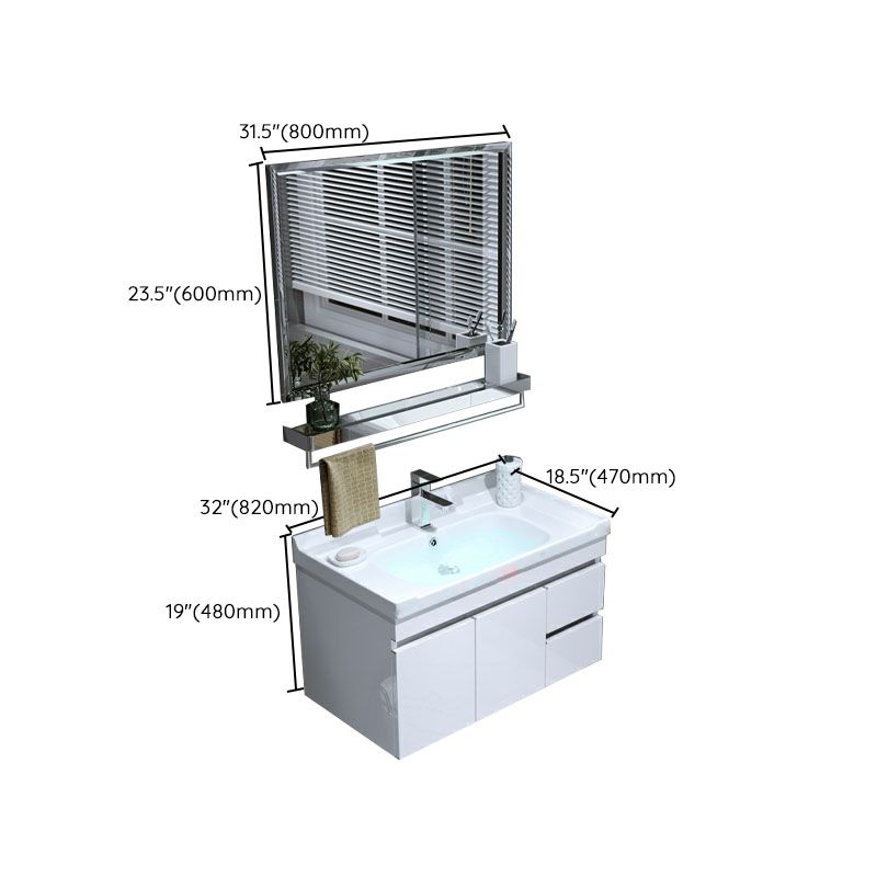 Wall Mount White Modern Bathroom Sink Vanity with Mirror Faucet Clearhalo 'Bathroom Remodel & Bathroom Fixtures' 'Bathroom Vanities' 'bathroom_vanities' 'Home Improvement' 'home_improvement' 'home_improvement_bathroom_vanities' 1200x1200_0289273b-8541-4ae4-8979-bd662d784f4e