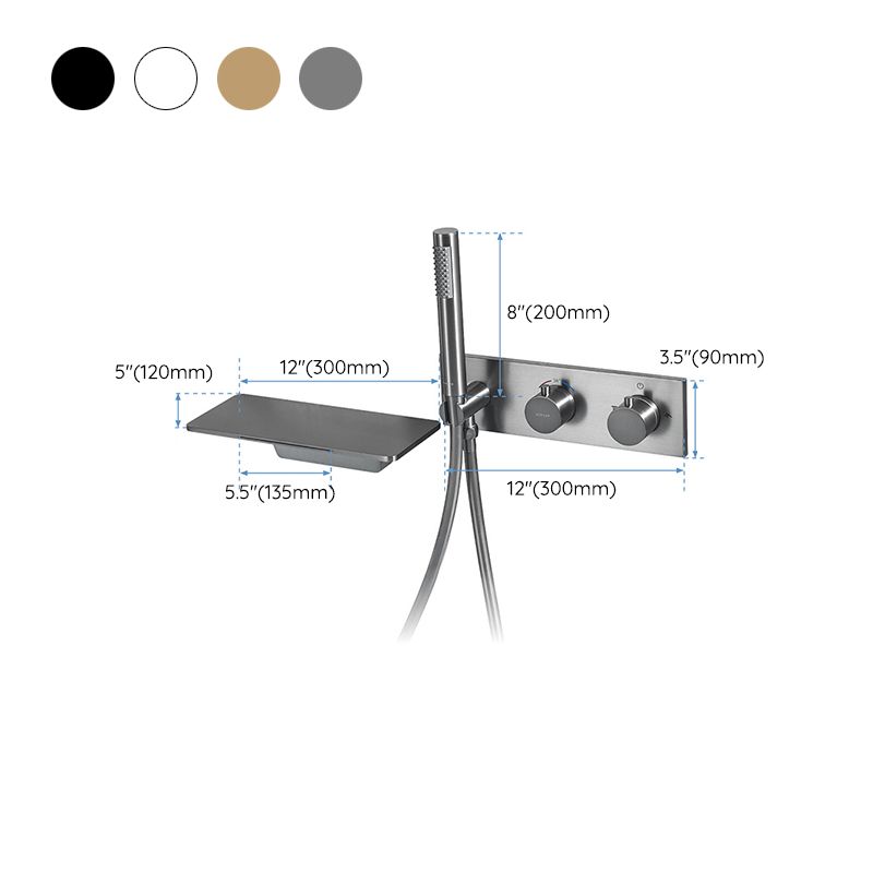 Modern Tub Spout Trim Brass Wall Mounted with Handshower Bath Faucet Trim Clearhalo 'Bathroom Remodel & Bathroom Fixtures' 'Bathtub Faucets' 'bathtub_faucets' 'Home Improvement' 'home_improvement' 'home_improvement_bathtub_faucets' 1200x1200_028c3c47-bfc1-419b-ab6a-49318475e579