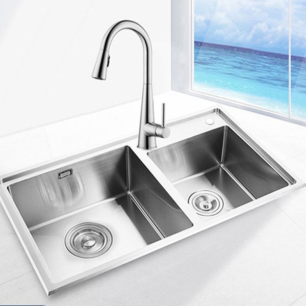 Kitchen Sink Drop-In Stainless Steel Kitchen Double Sink with Drain Assembly Clearhalo 'Home Improvement' 'home_improvement' 'home_improvement_kitchen_sinks' 'Kitchen Remodel & Kitchen Fixtures' 'Kitchen Sinks & Faucet Components' 'Kitchen Sinks' 'kitchen_sinks' 1200x1200_0298c9e9-96a2-4f5f-8cc3-8e16fa4d5ab9