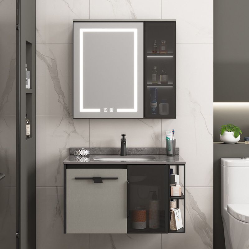 Contemporary Square Sink Cabinet Mirror Cabinet Bathroom Wall Mount Vanity Cabinet Clearhalo 'Bathroom Remodel & Bathroom Fixtures' 'Bathroom Vanities' 'bathroom_vanities' 'Home Improvement' 'home_improvement' 'home_improvement_bathroom_vanities' 1200x1200_029eb7b8-0218-44cb-8259-5daa99f380ff