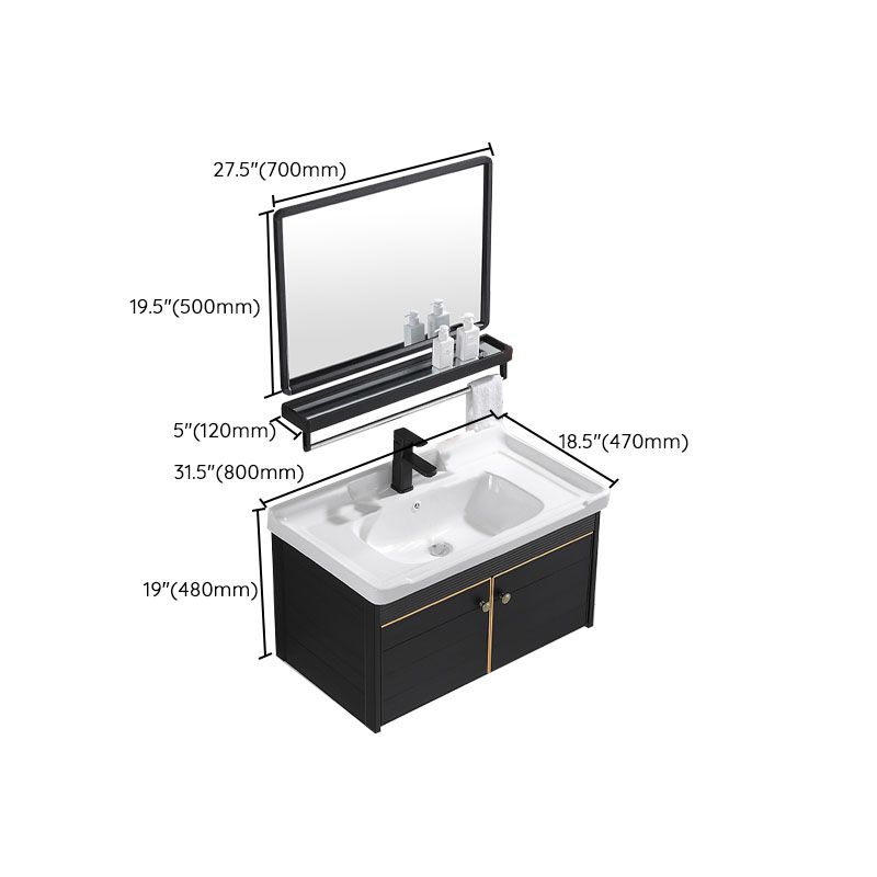 Modern Metal Wall Mount Sink Vanity Single Sink with Doors for Bathroom Clearhalo 'Bathroom Remodel & Bathroom Fixtures' 'Bathroom Vanities' 'bathroom_vanities' 'Home Improvement' 'home_improvement' 'home_improvement_bathroom_vanities' 1200x1200_02c2d13a-a2bf-46bf-9f5a-942b6c66366f