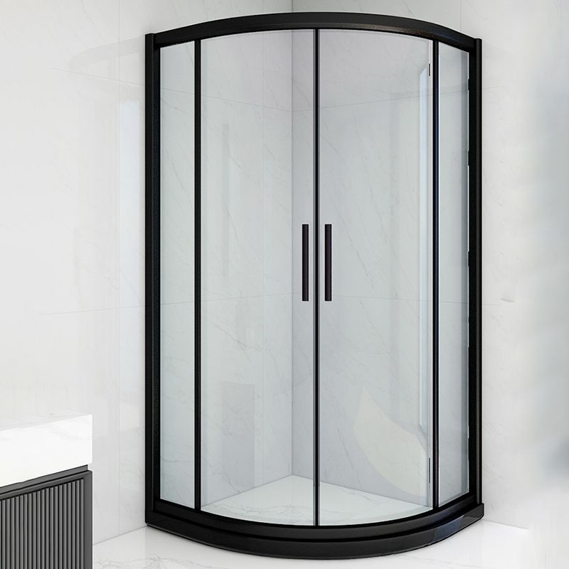 Easy Clean Glass Shower Enclosure Black NeoAngle Shower Kit Clearhalo