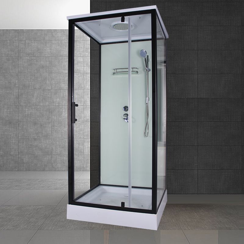 Tempered Glass Shower Stall Home Shower Stall with Towel Bar and Rain Shower Clearhalo 'Bathroom Remodel & Bathroom Fixtures' 'Home Improvement' 'home_improvement' 'home_improvement_shower_stalls_enclosures' 'Shower Stalls & Enclosures' 'shower_stalls_enclosures' 'Showers & Bathtubs' 1200x1200_02dd46e7-be3a-4469-9c9c-75ffbb61c8eb