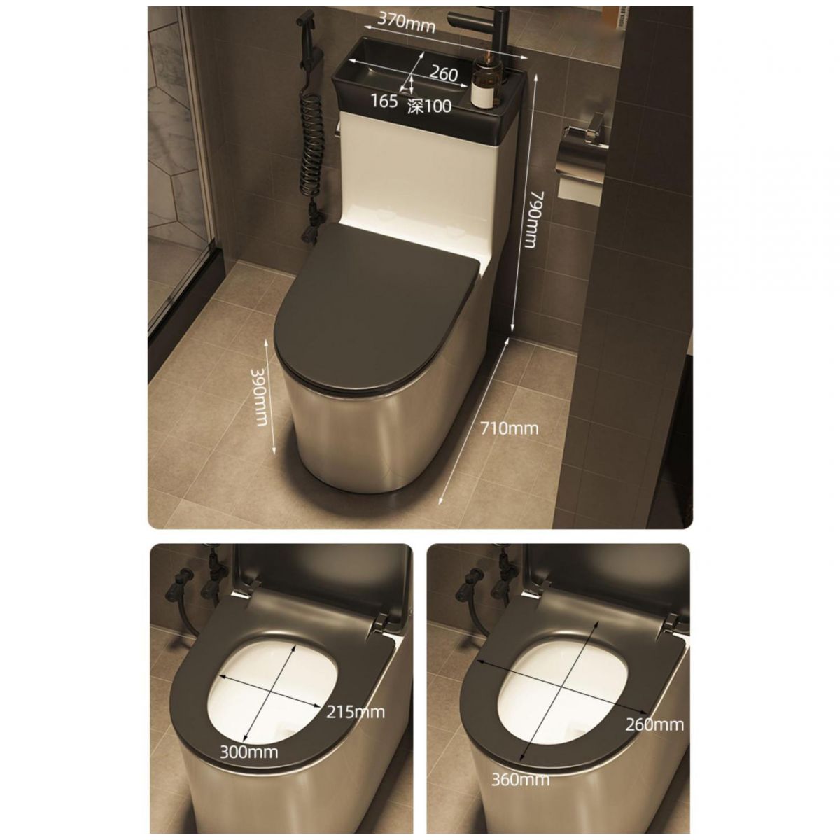 1-Piece Elongated Flush Toilet Ceramic Toilet Bowl with Wash Basin Clearhalo 'Bathroom Remodel & Bathroom Fixtures' 'Home Improvement' 'home_improvement' 'home_improvement_toilets' 'Toilets & Bidets' 'Toilets' 1200x1200_02f4b28b-c604-460a-bf78-1ecce95703c8