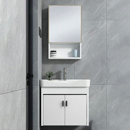 Contemporary Sink Vanity Solid Color Mirror Cabinet Space Saver Vanity for Bathroom Clearhalo 'Bathroom Remodel & Bathroom Fixtures' 'Bathroom Vanities' 'bathroom_vanities' 'Home Improvement' 'home_improvement' 'home_improvement_bathroom_vanities' 1200x1200_02f95364-b8b4-43bb-a7f0-33bfbd5e15a4