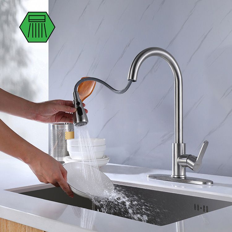 Kitchen Faucet Smoked Pull Rod Handle Cold and Hot Controlled Kitchen Faucet Clearhalo 'Home Improvement' 'home_improvement' 'home_improvement_kitchen_faucets' 'Kitchen Faucets' 'Kitchen Remodel & Kitchen Fixtures' 'Kitchen Sinks & Faucet Components' 'kitchen_faucets' 1200x1200_02febcef-60e2-41fb-afb9-a7eda20a9aeb