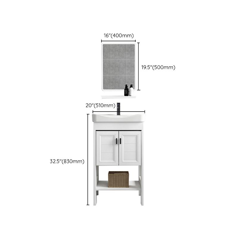 Modern Single Bath Vanity Freestanding White Metal Base Sink Vanity Clearhalo 'Bathroom Remodel & Bathroom Fixtures' 'Bathroom Vanities' 'bathroom_vanities' 'Home Improvement' 'home_improvement' 'home_improvement_bathroom_vanities' 1200x1200_031c5961-7a49-420e-9306-688a83b2c303