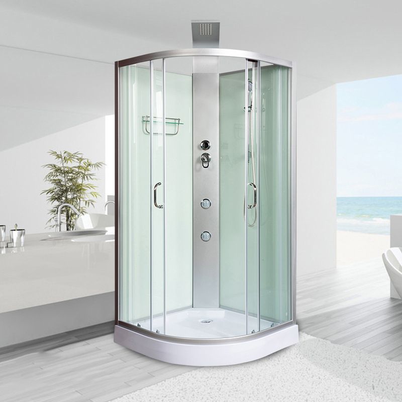 Double Sliding Shower Stall Semi-Frameless 82.5" H Shower Stall in White Clearhalo 'Bathroom Remodel & Bathroom Fixtures' 'Home Improvement' 'home_improvement' 'home_improvement_shower_stalls_enclosures' 'Shower Stalls & Enclosures' 'shower_stalls_enclosures' 'Showers & Bathtubs' 1200x1200_03292c16-dad1-4bae-afb0-07786e5c591f