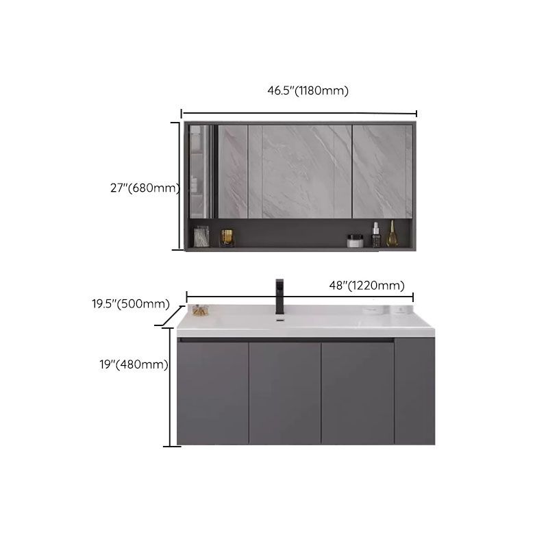 Grey Wall Mounted Standard Single-Sink Rectangular Modern Bathroom Vanity Set Clearhalo 'Bathroom Remodel & Bathroom Fixtures' 'Bathroom Vanities' 'bathroom_vanities' 'Home Improvement' 'home_improvement' 'home_improvement_bathroom_vanities' 1200x1200_0338a1b1-79cf-4237-b3f4-a393a77ec408
