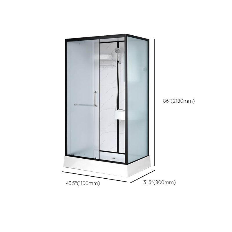 Single Sliding Rectangle Shower Kit White Frosted Shower Stall with Shower Tray Clearhalo 'Bathroom Remodel & Bathroom Fixtures' 'Home Improvement' 'home_improvement' 'home_improvement_shower_stalls_enclosures' 'Shower Stalls & Enclosures' 'shower_stalls_enclosures' 'Showers & Bathtubs' 1200x1200_036509ad-54cb-4e22-a722-11e4837f0294