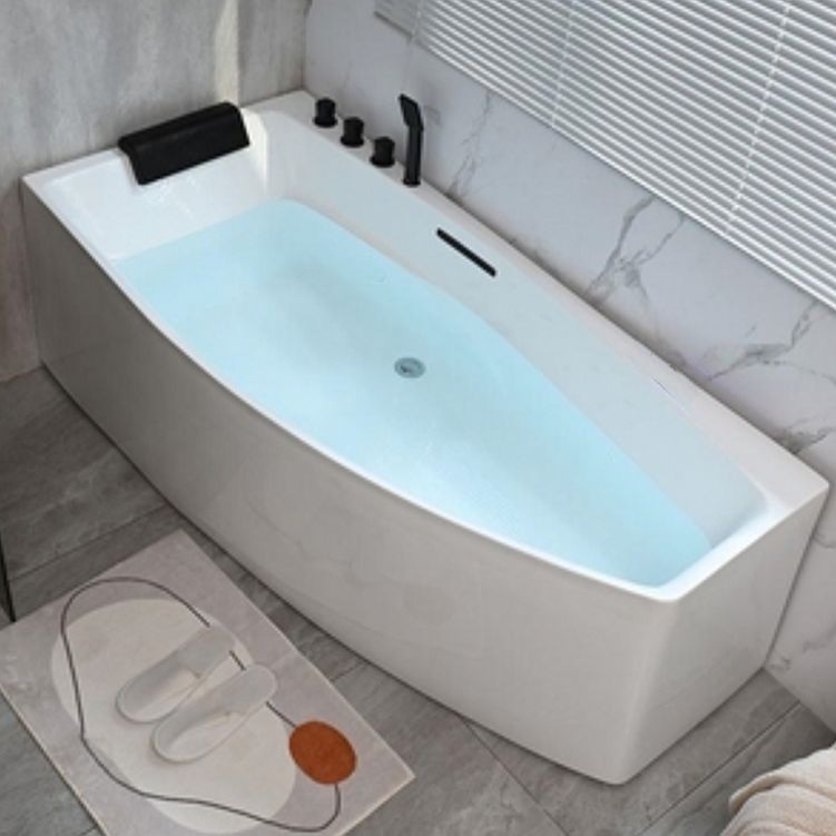 Corner Back to Wall Bath Modern White Soaking Acrylic Bathtub Clearhalo 'Bathroom Remodel & Bathroom Fixtures' 'Bathtubs' 'Home Improvement' 'home_improvement' 'home_improvement_bathtubs' 'Showers & Bathtubs' 1200x1200_038fb91a-c435-4e6d-83bd-d323faf6e1de