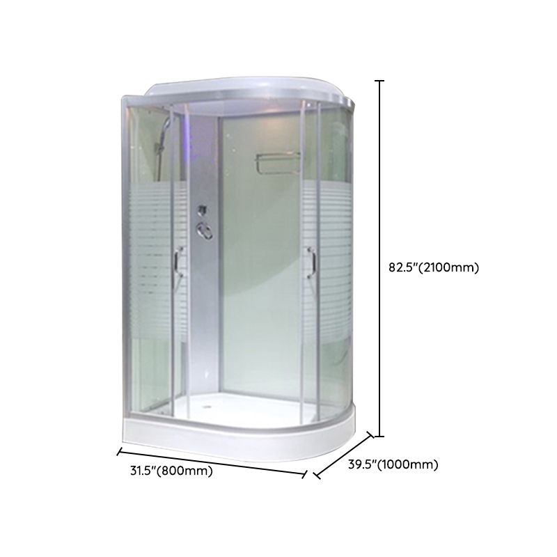 Double Sliding Rounded Shower Stall Tempered Glass Shower Stall with Hand Shower Clearhalo 'Bathroom Remodel & Bathroom Fixtures' 'Home Improvement' 'home_improvement' 'home_improvement_shower_stalls_enclosures' 'Shower Stalls & Enclosures' 'shower_stalls_enclosures' 'Showers & Bathtubs' 1200x1200_03910e64-1925-4e09-95b6-eca32abecd26