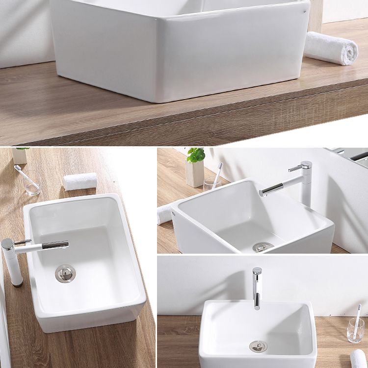Contemporary Bathroom Sink Pop-Up Drain Porcelain Rectangular Vessel Lavatory Sink Clearhalo 'Bathroom Remodel & Bathroom Fixtures' 'Bathroom Sinks & Faucet Components' 'Bathroom Sinks' 'bathroom_sink' 'Home Improvement' 'home_improvement' 'home_improvement_bathroom_sink' 1200x1200_039506c4-60ed-4333-9ae7-ccaf178ec8b7