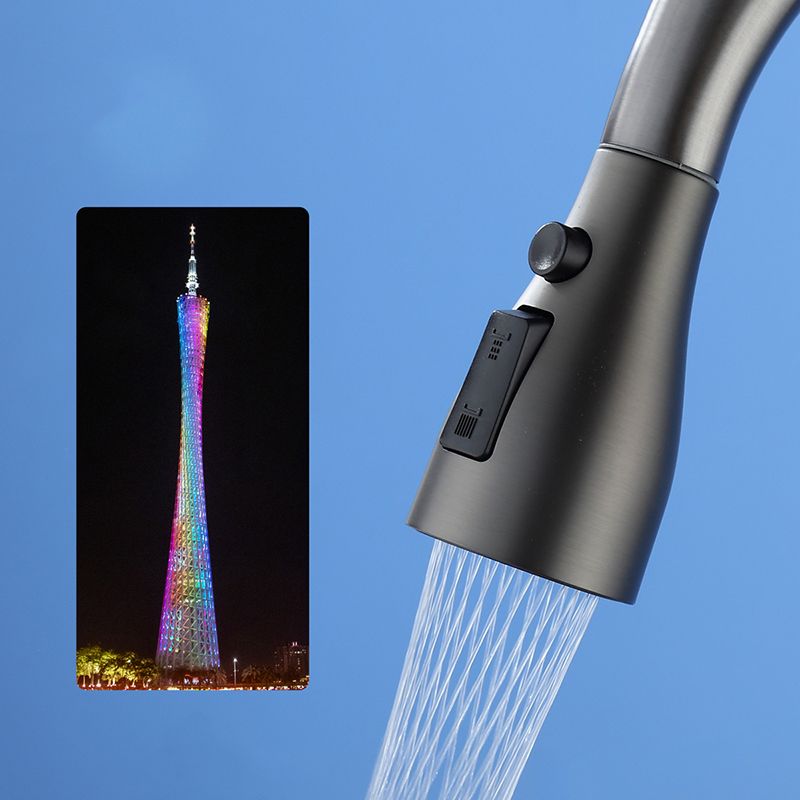 Contemporary Retractable Kitchen Faucet Copper 1-Handle High Arc Kitchen Faucet Clearhalo 'Home Improvement' 'home_improvement' 'home_improvement_kitchen_faucets' 'Kitchen Faucets' 'Kitchen Remodel & Kitchen Fixtures' 'Kitchen Sinks & Faucet Components' 'kitchen_faucets' 1200x1200_03b57a08-f4b5-4243-925d-aae065258002