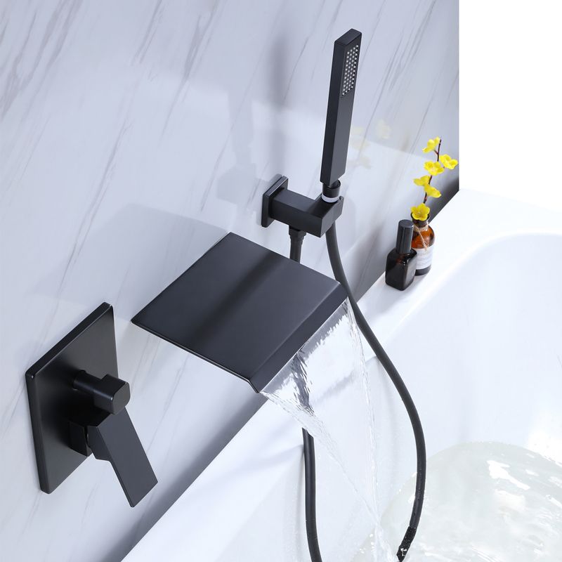 Contemporary Bathroom Faucet Wall Mounted Bathroom Faucet with Handheld Shower Clearhalo 'Bathroom Remodel & Bathroom Fixtures' 'Bathtub Faucets' 'bathtub_faucets' 'Home Improvement' 'home_improvement' 'home_improvement_bathtub_faucets' 1200x1200_03c6fc07-6329-4aaa-b91c-04620dcdc752