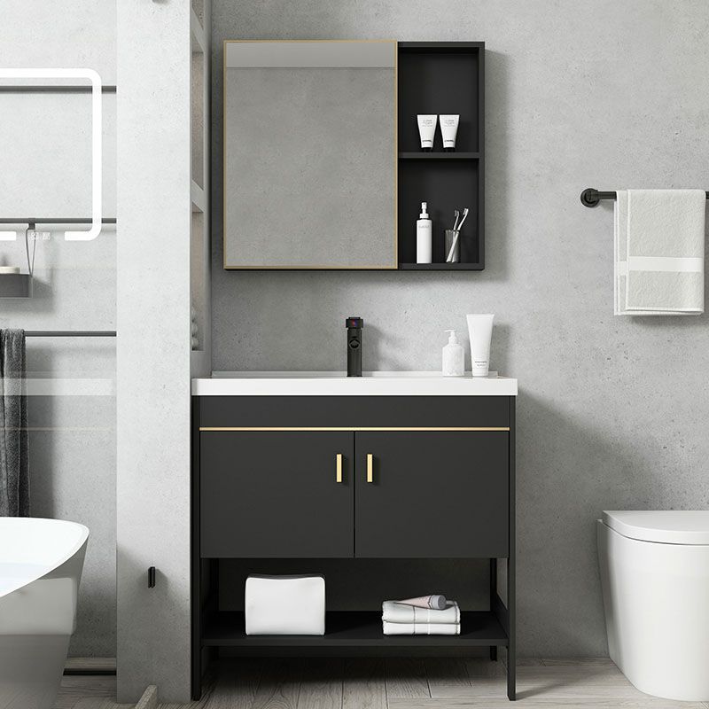 Freestanding Metal Mirror Included Sink Vanity with Sink for Bathroom Clearhalo 'Bathroom Remodel & Bathroom Fixtures' 'Bathroom Vanities' 'bathroom_vanities' 'Home Improvement' 'home_improvement' 'home_improvement_bathroom_vanities' 1200x1200_03d7340a-48df-4e65-9688-3cdeb331231f