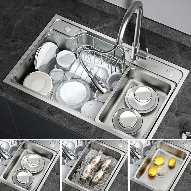 Contemporary Style Kitchen Sink Stainless Steel Drop-In Rustproof Kitchen Sink Clearhalo 'Home Improvement' 'home_improvement' 'home_improvement_kitchen_sinks' 'Kitchen Remodel & Kitchen Fixtures' 'Kitchen Sinks & Faucet Components' 'Kitchen Sinks' 'kitchen_sinks' 1200x1200_03f16004-4aa9-4306-8c4c-1c58c13c1883