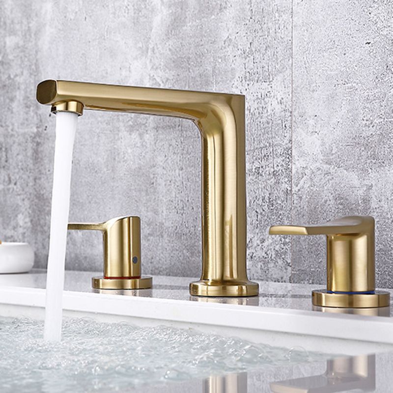 Modern 2-Handle Bathroom Sink Faucet 3 Hole Wide Spread Bathroom Faucet Clearhalo 'Bathroom Remodel & Bathroom Fixtures' 'Bathroom Sink Faucets' 'Bathroom Sinks & Faucet Components' 'bathroom_sink_faucets' 'Home Improvement' 'home_improvement' 'home_improvement_bathroom_sink_faucets' 1200x1200_03f8f731-24f3-45b4-9282-5260a7b7986c