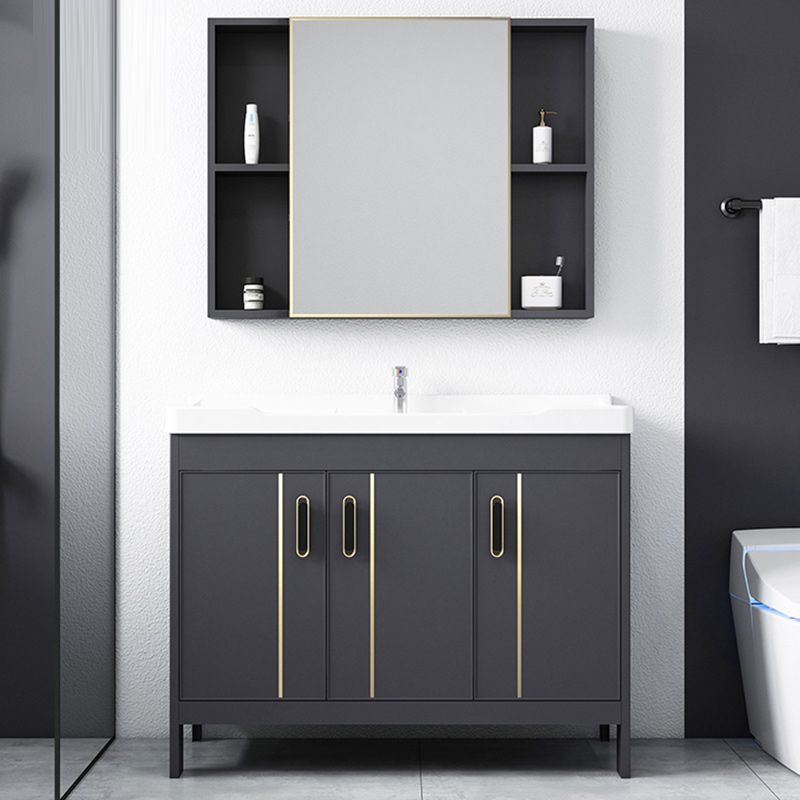 Metal Bathroom Vanity Set 2 Doors Freestanding Rectangle Single Sink Bathroom with Mirror Clearhalo 'Bathroom Remodel & Bathroom Fixtures' 'Bathroom Vanities' 'bathroom_vanities' 'Home Improvement' 'home_improvement' 'home_improvement_bathroom_vanities' 1200x1200_03f94f6c-40e3-4c29-9cd3-f5bb69ebb1a1