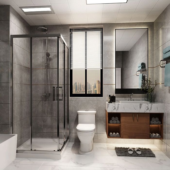 Framed Black Shower Enclosure Clear Easy Clean Glass Shower Enclosure Clearhalo 'Bathroom Remodel & Bathroom Fixtures' 'Home Improvement' 'home_improvement' 'home_improvement_shower_stalls_enclosures' 'Shower Stalls & Enclosures' 'shower_stalls_enclosures' 'Showers & Bathtubs' 1200x1200_03fb4325-9461-4638-bd8a-2ac7414b1055