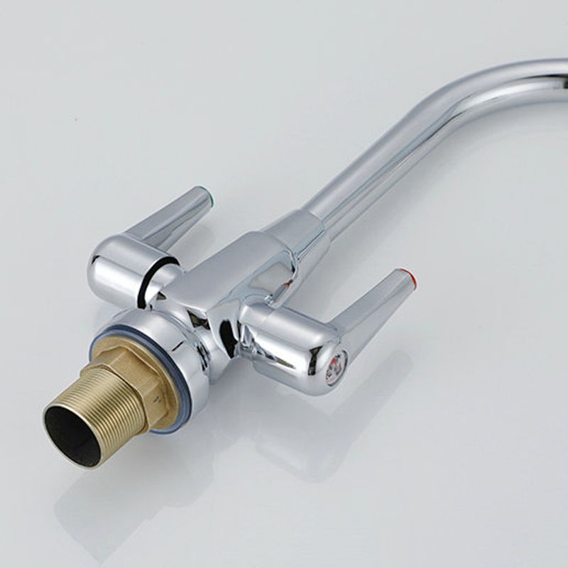 Modern Kitchen Faucet Brass High Arch with Handles and Supply Lines Bridge Faucet Clearhalo 'Home Improvement' 'home_improvement' 'home_improvement_kitchen_faucets' 'Kitchen Faucets' 'Kitchen Remodel & Kitchen Fixtures' 'Kitchen Sinks & Faucet Components' 'kitchen_faucets' 1200x1200_04034ac7-a7c1-4a7d-bcc7-3b6ad45394c4