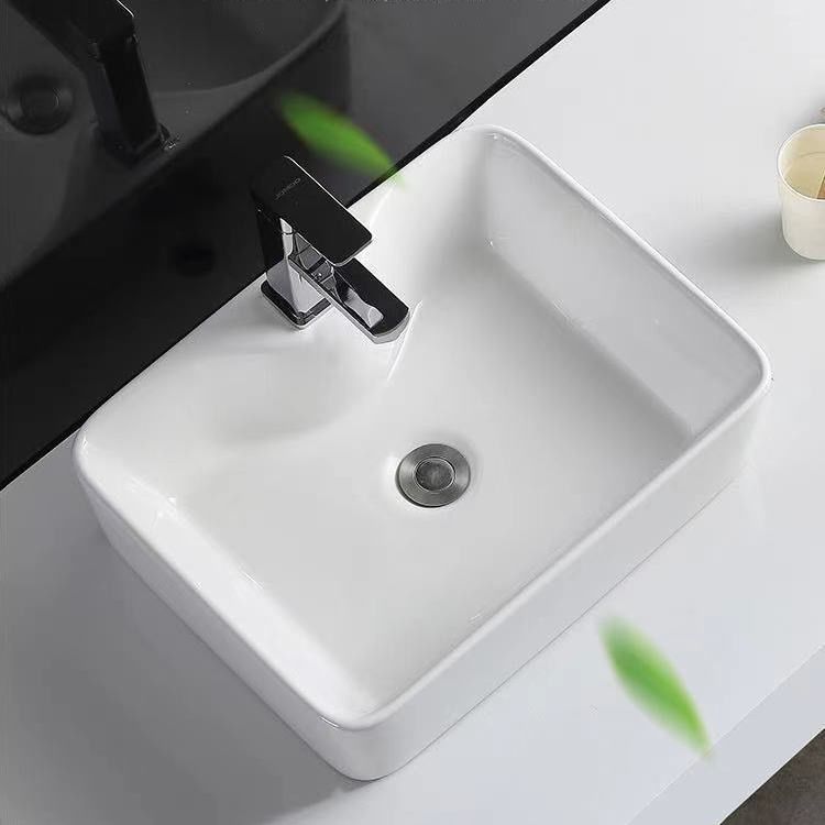 Contemporary Bathroom Sink Porcelain Rectangular Vessel Sink with Pop-Up Drain Clearhalo 'Bathroom Remodel & Bathroom Fixtures' 'Bathroom Sinks & Faucet Components' 'Bathroom Sinks' 'bathroom_sink' 'Home Improvement' 'home_improvement' 'home_improvement_bathroom_sink' 1200x1200_040cc5c6-7d88-4b18-b557-6d4553f3f4c5