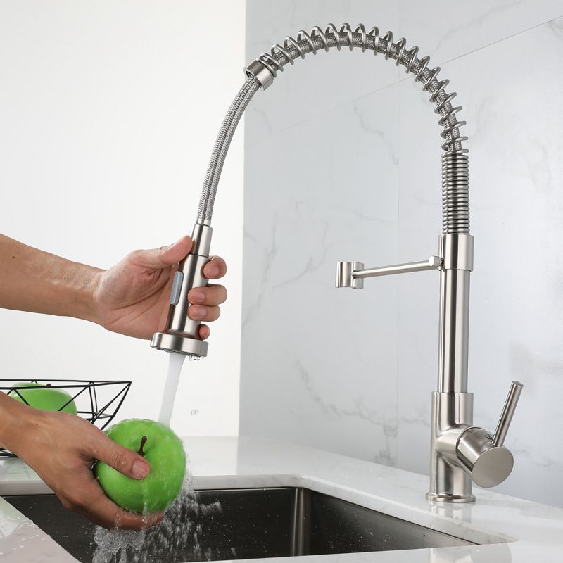 Modern Farmhouse Kitchen Faucet Pull down Single Handle 304 Stainless Steel Faucet Clearhalo 'Home Improvement' 'home_improvement' 'home_improvement_kitchen_faucets' 'Kitchen Faucets' 'Kitchen Remodel & Kitchen Fixtures' 'Kitchen Sinks & Faucet Components' 'kitchen_faucets' 1200x1200_041c4d1e-0f09-439f-83d2-193738962575