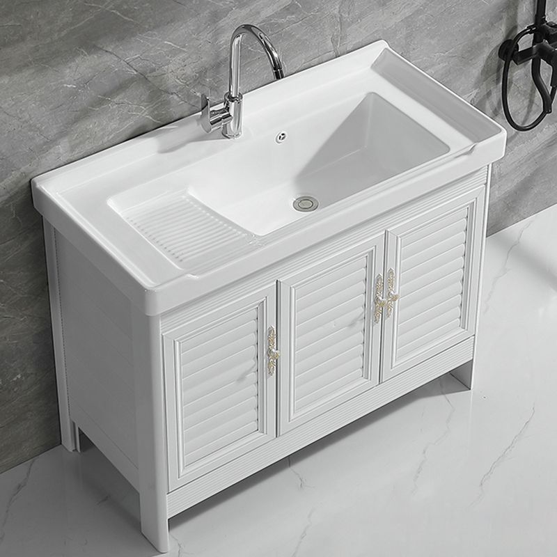 Metal Frame Vanity White Freestanding Rectangular Single Sink Glam Bath Vanity with Doors Clearhalo 'Bathroom Remodel & Bathroom Fixtures' 'Bathroom Vanities' 'bathroom_vanities' 'Home Improvement' 'home_improvement' 'home_improvement_bathroom_vanities' 1200x1200_041d5516-b9bc-4f8d-bb8d-164a246acd89