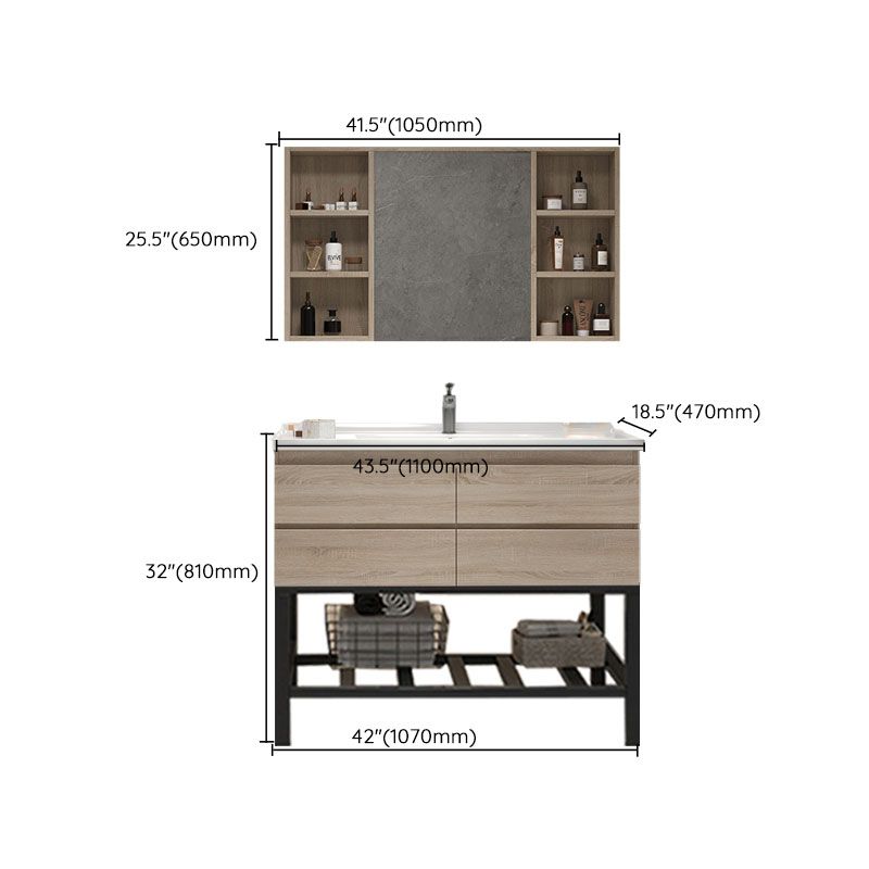 Wall-Mounted Bath Vanity Single Sink Door Rectangle Mirror Bathroom Vanity with Drawers Clearhalo 'Bathroom Remodel & Bathroom Fixtures' 'Bathroom Vanities' 'bathroom_vanities' 'Home Improvement' 'home_improvement' 'home_improvement_bathroom_vanities' 1200x1200_0431d778-113a-4829-a6c9-5b29ba5984a8