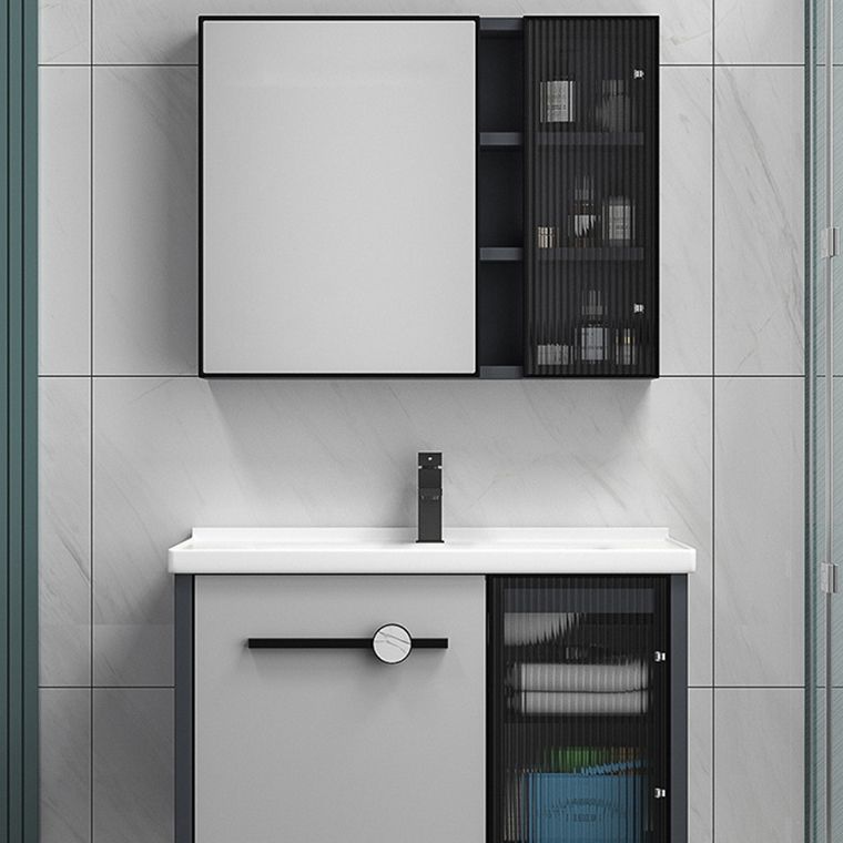 Metal Base Modern Bathroom Vanity Single Rectangular Wall Mount Vanity Set Clearhalo 'Bathroom Remodel & Bathroom Fixtures' 'Bathroom Vanities' 'bathroom_vanities' 'Home Improvement' 'home_improvement' 'home_improvement_bathroom_vanities' 1200x1200_043a50d8-2a84-4235-a79f-98d2098a0c71