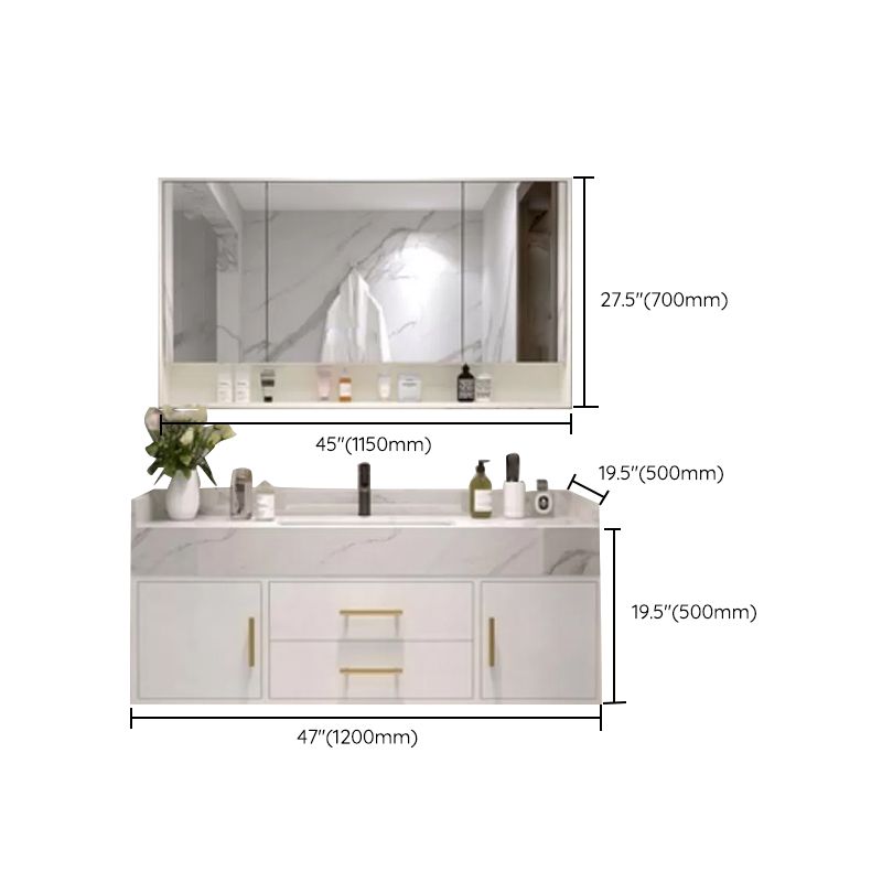 Bathroom Vanity Set Single-Sink Wall-Mounted Mirror Included Drawers Bathroom Vanity Clearhalo 'Bathroom Remodel & Bathroom Fixtures' 'Bathroom Vanities' 'bathroom_vanities' 'Home Improvement' 'home_improvement' 'home_improvement_bathroom_vanities' 1200x1200_0449f1d7-ddf6-4241-97b8-f0fc115a1862