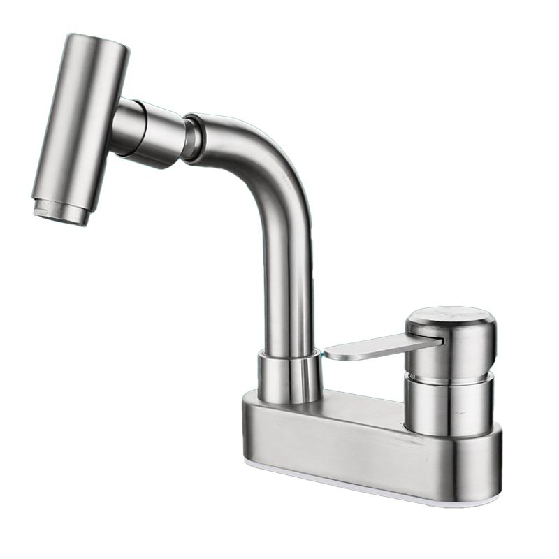 Centerset Bathroom Faucet Stainless Steel Lever Handle 2 Holes Swivel Vanity Sink Faucet Clearhalo 'Bathroom Remodel & Bathroom Fixtures' 'Bathroom Sink Faucets' 'Bathroom Sinks & Faucet Components' 'bathroom_sink_faucets' 'Home Improvement' 'home_improvement' 'home_improvement_bathroom_sink_faucets' 1200x1200_044ade51-f70f-4403-92e9-719dd7b67cfa