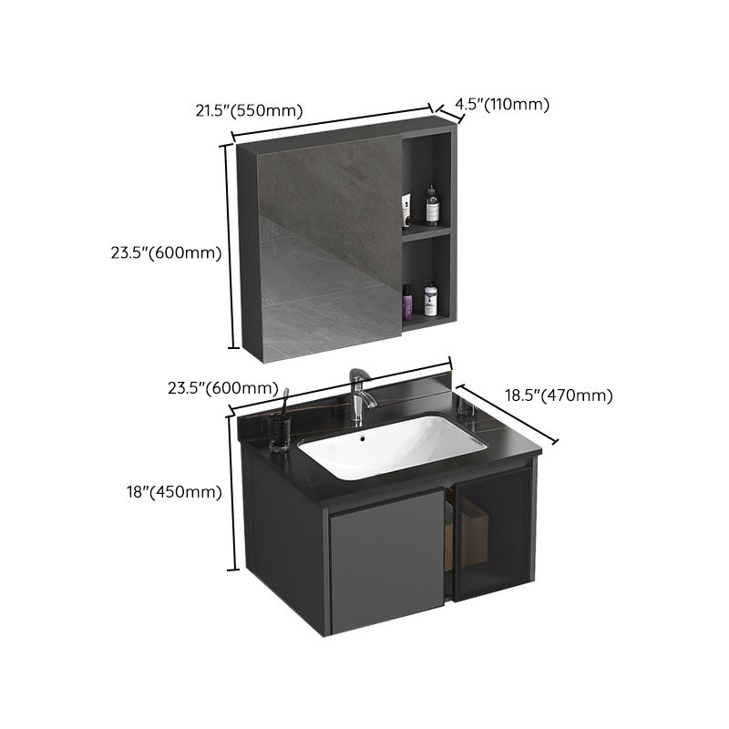Single Sink Bathroom Vanity Wall Mount Rectangular Single Modern Vanity Set Clearhalo 'Bathroom Remodel & Bathroom Fixtures' 'Bathroom Vanities' 'bathroom_vanities' 'Home Improvement' 'home_improvement' 'home_improvement_bathroom_vanities' 1200x1200_046eab96-9b5d-4489-aff9-5c63a2d1eef9