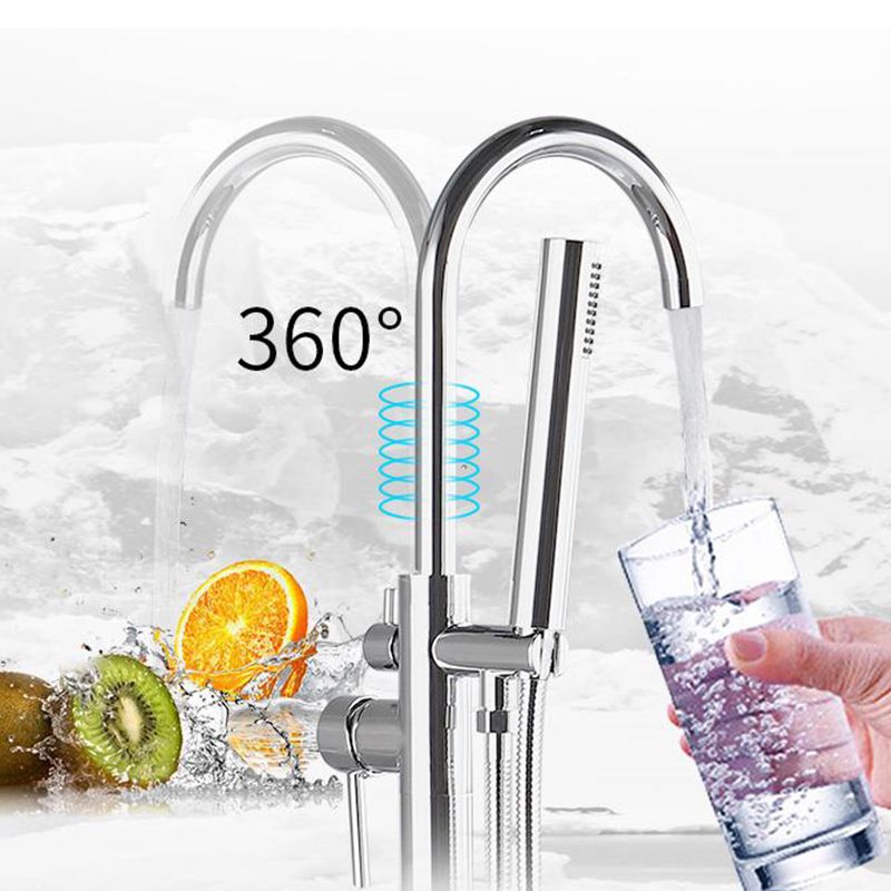 Traditional Floor Mounted Metal Freestanding Tub Filler High Arc Freestanding Faucet Clearhalo 'Bathroom Remodel & Bathroom Fixtures' 'Bathtub Faucets' 'bathtub_faucets' 'Home Improvement' 'home_improvement' 'home_improvement_bathtub_faucets' 1200x1200_04712932-bac6-4880-8c21-c33f53acd8c1