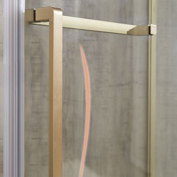 Gold Frame Neo-Angle Shower Enclosure with Single Door Handle Clearhalo 'Bathroom Remodel & Bathroom Fixtures' 'Home Improvement' 'home_improvement' 'home_improvement_shower_stalls_enclosures' 'Shower Stalls & Enclosures' 'shower_stalls_enclosures' 'Showers & Bathtubs' 1200x1200_048368d7-df1b-41d4-a34c-c13bf69d7389