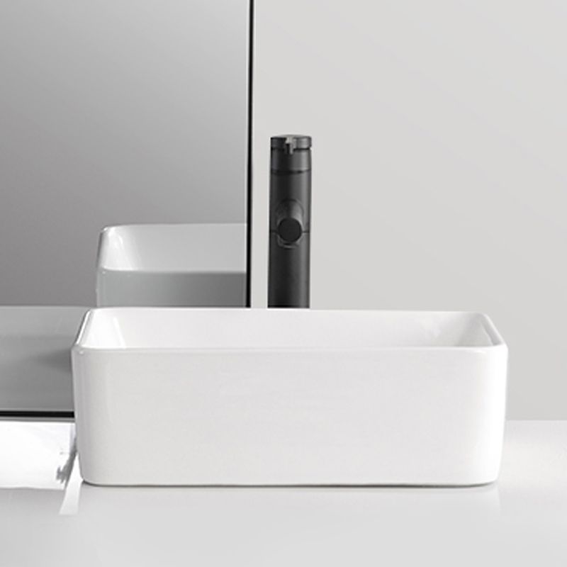 Contemporary Bathroom Sink Porcelain Solid Color Rectangular Vessel Bathroom Sink Clearhalo 'Bathroom Remodel & Bathroom Fixtures' 'Bathroom Sinks & Faucet Components' 'Bathroom Sinks' 'bathroom_sink' 'Home Improvement' 'home_improvement' 'home_improvement_bathroom_sink' 1200x1200_048970f5-af51-43da-a703-13933a0fc776