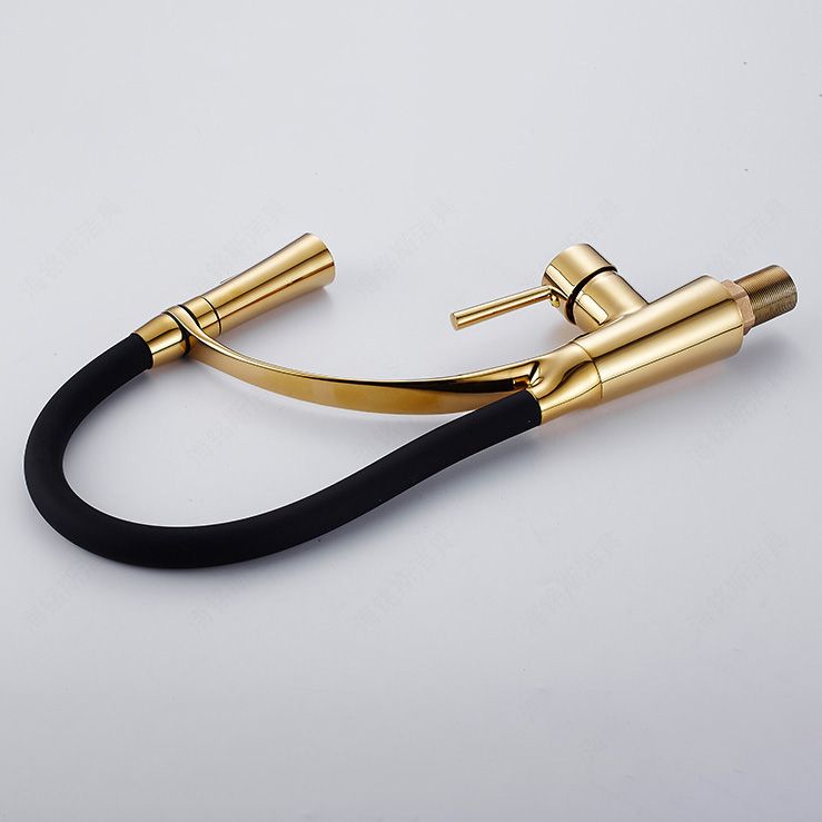 1-Hole Kitchen Faucet Metal Single Handle Kitchen Faucet with Pull Out Sprayer Clearhalo 'Home Improvement' 'home_improvement' 'home_improvement_kitchen_faucets' 'Kitchen Faucets' 'Kitchen Remodel & Kitchen Fixtures' 'Kitchen Sinks & Faucet Components' 'kitchen_faucets' 1200x1200_04a44d51-a977-4493-9ceb-40d1d10117b3