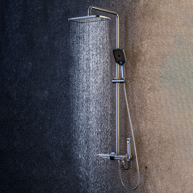 Brass Wall Mounted Shower Combo Rain Shower Set with Slide Bar Included Clearhalo 'Bathroom Remodel & Bathroom Fixtures' 'Home Improvement' 'home_improvement' 'home_improvement_shower_faucets' 'Shower Faucets & Systems' 'shower_faucets' 'Showers & Bathtubs Plumbing' 'Showers & Bathtubs' 1200x1200_04ae8828-cd34-432f-89ae-bc4f996bed6a